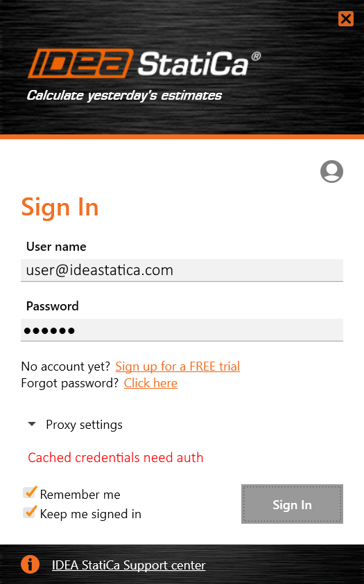 IDEA StatiCa - Cached Credentials Need Auth