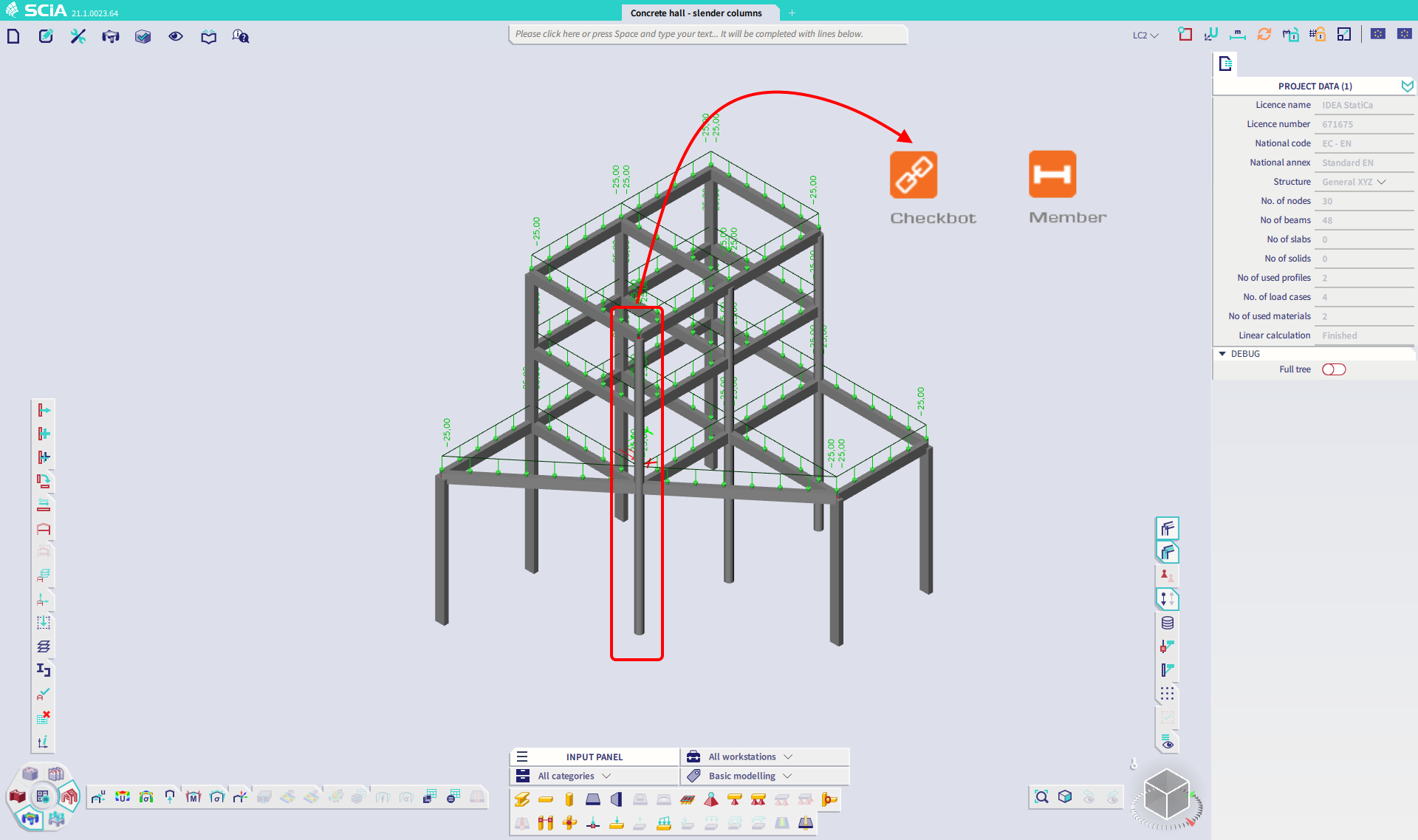 SCIA Engineer - IDEA StatiCa - design and check of slender columns